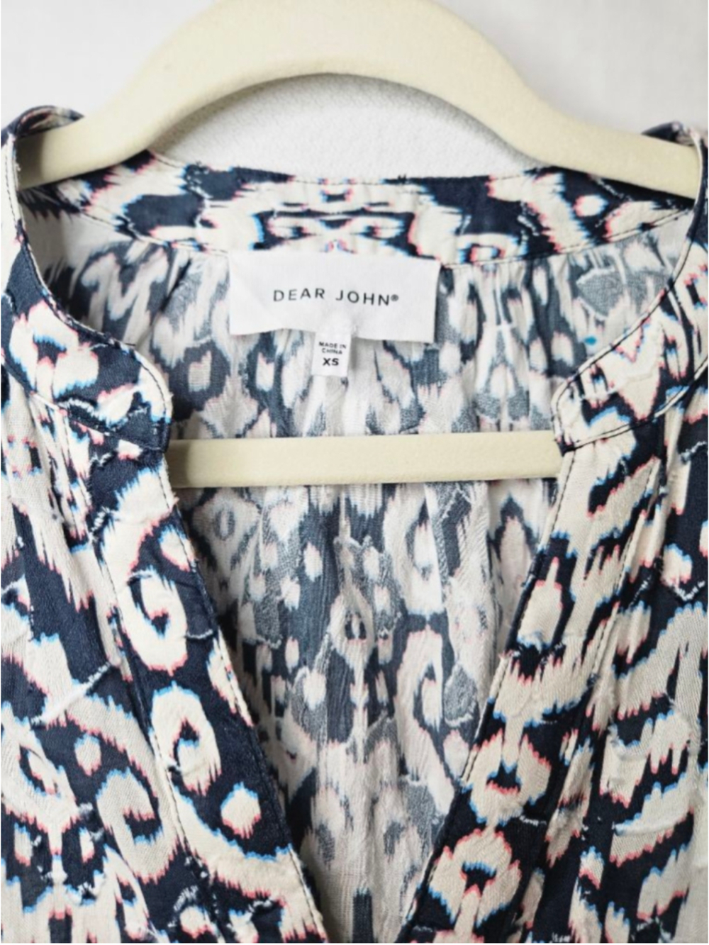 DEAR JOHN Julia Novelty Paisley Ikat Print Blouse Ruched sleeve & Back XS - Picture 3 of 7